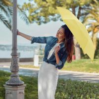 Ομπρέλα γυναικεία σπαστή κίτρινη αντηλιακή  Perletti Time