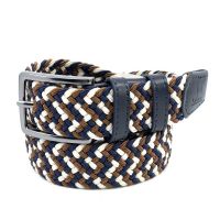 Ζώνη ανδρική ελαστική πλεκτή ταμπά - εκρού - μπλε Legend LGD-152