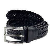 Ζώνη δερμάτινη ανδρική πλεκτή μαύρη Legend LGD-200