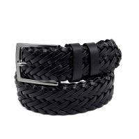Ζώνη δερμάτινη ανδρική πλεκτή μαύρη Legend LGD-200