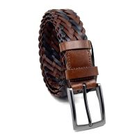 Ζώνη δερμάτινη ανδρική πλεκτή ριγέ ταμπά - μπλε Legend LGD-200