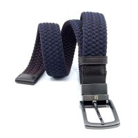 Ζώνη ανδρική ελαστική πλεκτή διπλής όψης μπλε - καφέ Legend LGD-57