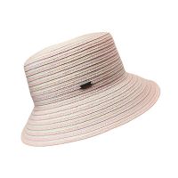 Καπέλο γυναικείο ψάθινο ριγέ ροζ Women's Straw Bucket Hat Striped Pink