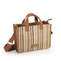 Τσάντα ψάθινη γυναικεία χειρός - crossbody μπεζ ριγέ Gabol Amore
