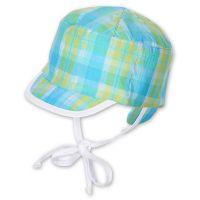 Summer Cotton Cap Double Face With UV Protection Sterntaler Checked / Light Green