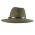Καπέλο χειμερινό μάλλινο ρεπούμπλικα λαδί με δερμάτινο λουράκι Fedora Wool Water Repellent Crushable Olive Green Hat , πίσω όψη