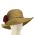 Καπέλο γυναικείο καλοκαιρινό χειροποίητο λινό μπεζ με φαρδιά κορδέλα και λουλούδι