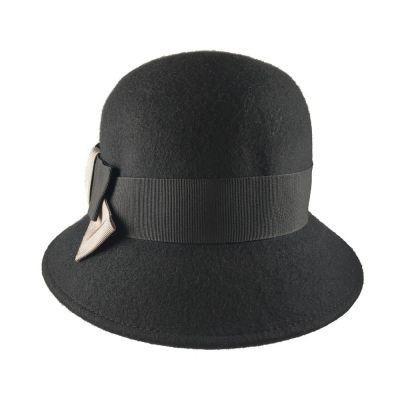 Winter Woollen Ladies Hat With Bow Black