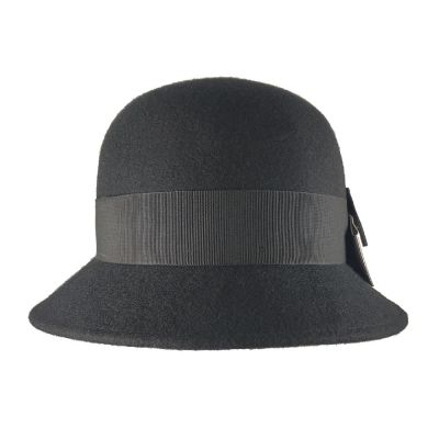 Winter Woollen Ladies Hat With Bow Black