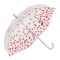 Ομπρέλα μεγάλη αυτόματη  αντιανεμική διάφανη πουά  βυσσινί Gotta Automatic Stick Transparent Umbrella Dots Burgundy
