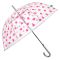 Ομπρέλα γυναικεία μεγάλη αυτόματη  αντιανεμική διάφανη με ροζ πουά  Perletti Time Transparent Stick Umbrella Polka Dots Pink