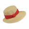 Καπέλο γυναικείο ψάθινο καλοκαιρινό με ασύμμετρο γείσο και κεραμιδί κορδέλα