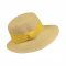 Καπέλο γυναικείο ψάθινο καλοκαιρινό με ασύμμετρο γείσο και κίτρινη κορδέλα