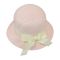 Καπέλο καλοκαιρινό κοριτσίστικο ροζ με εκρού γκρο κορδέλα και φιόγκο