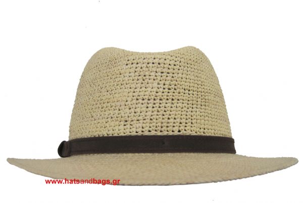 Summer Straw Panama Hat With Leather Strap Natural