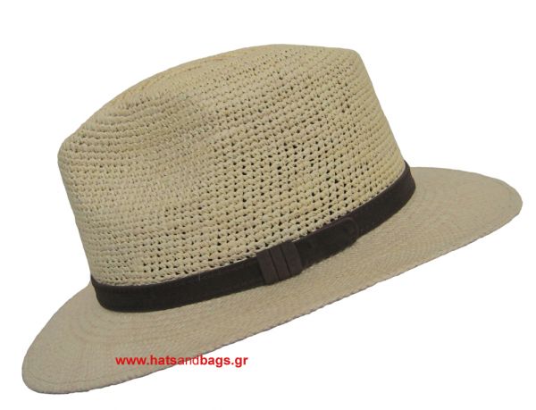 Καπέλο ψάθινο καλοκαιρινό με μεγάλο γείσο και φυσικό χρώμα Panama, δεξιά όψη