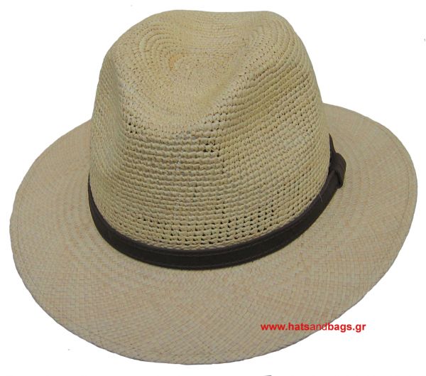 Summer Straw Panama Hat With Leather Strap Natural