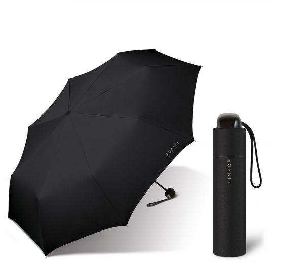 Ομπρέλα σπαστή μονόχρωμη χειροκίνητη μαύρη Esprit Manual Mini Basic Folding Umbrella Black