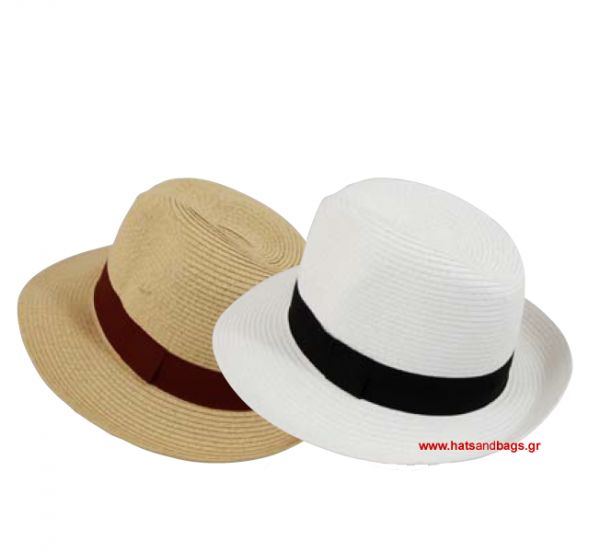 Καπέλο ανδρικό ψάθινο καλοκαιρινό με γκρο κορδέλα Καπέλο ανδρικό ψάθινο καλοκαιρινό με γκρο κορδέλα