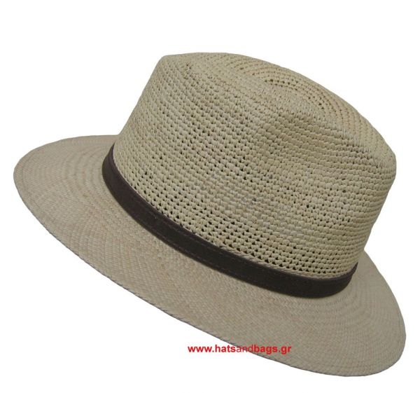 Summer Straw Panama Hat With Leather Strap Natural