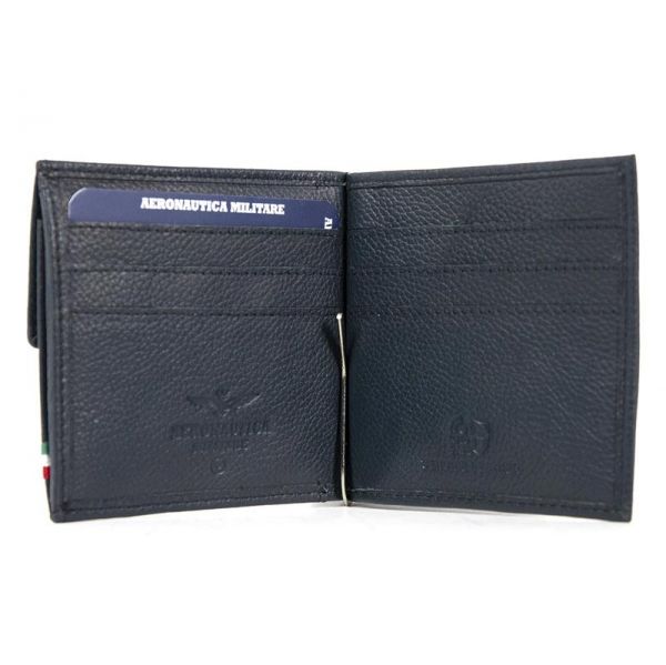 Leather Bank Note Wallet Aeronautica Militare Flag Blue AM-110