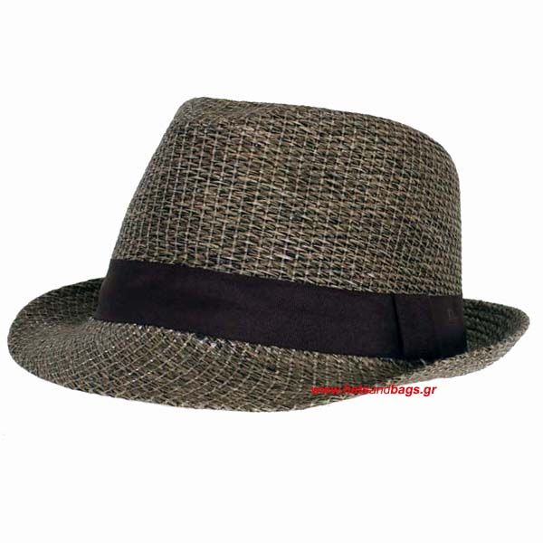 Summer Straw Trilby Brown Hat With Wide Brown Ribbon