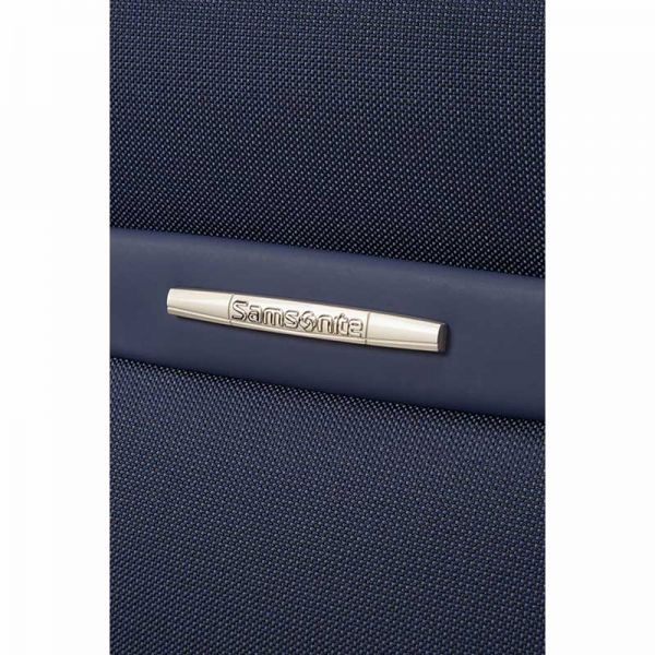 Βαλίτσα μαλακή μπλε επεκτάσιμη καμπίνας Samsonite Dynamo Upright Expandable 55cm Navy Blue, λεπτομέρεια μπροστινής όψης