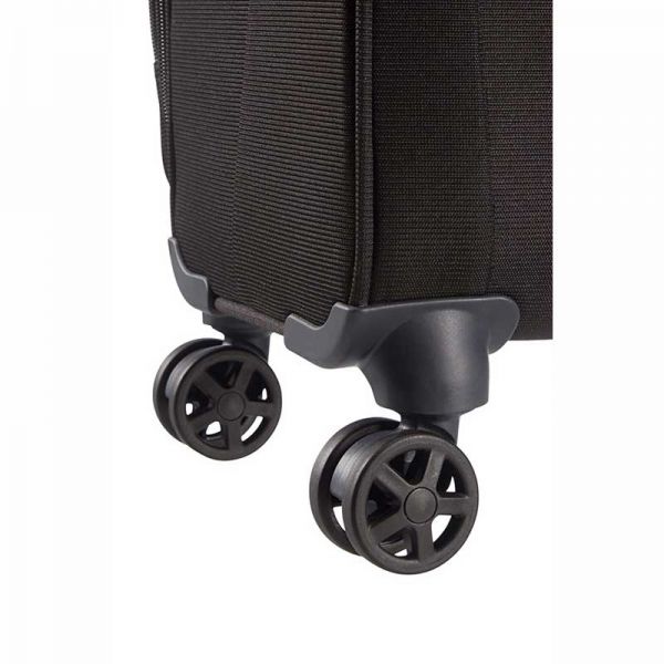 Βαλίτσα μαλακή μαύρη μεσαία με 4 ρόδες Samsonite Dynamo Spinner 67cm Black, λεπτομέρεια τροχός