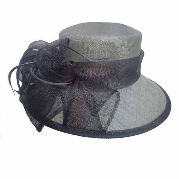 Women's Summer Straw Hat With Feathers Grey