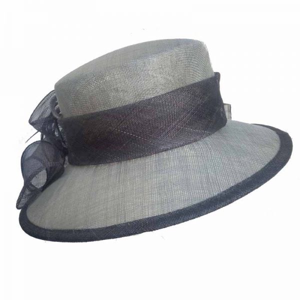 Women's Summer Straw Hat With Feathers Grey