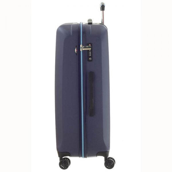 Βαλίτσα σκληρή μικρή μπλε με 4 ρόδες Dielle 05N, δεξιά όψη
