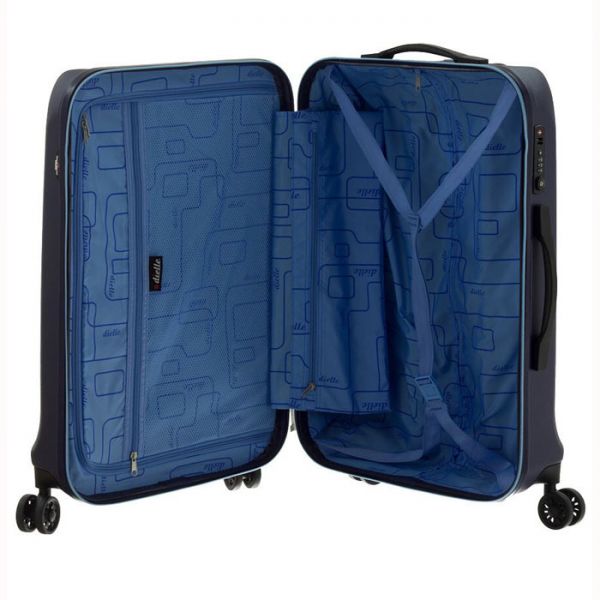 Βαλίτσα σκληρή μεγάλη μπλε με 4 ρόδες Dielle 05N 70, εσωτερικό
