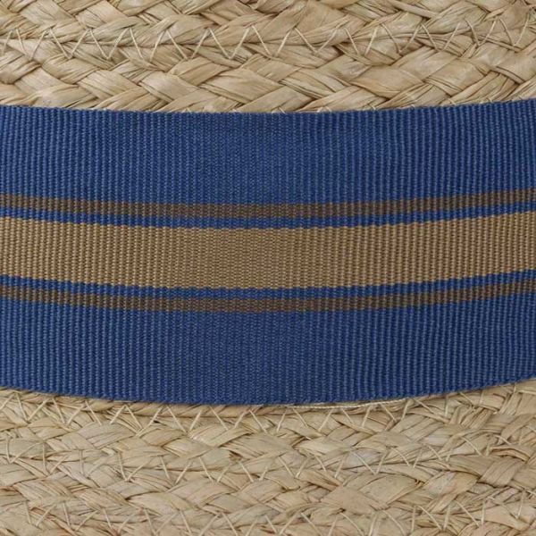 Καπέλο ψάθινο με ριγέ γκρό κορδέλα Stetson Trilby Mandalo Raffia, λεπτομέρεια, κορδέλα