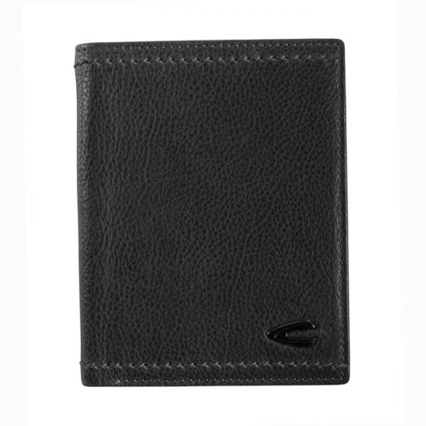 Leather Vertical Wallet Camel Active Denver Black  228-703-60