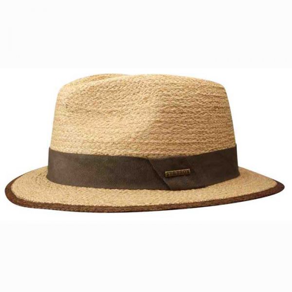 Καπέλο ψάθινο με καφέ γκρό κορδέλα Stetson Traveller Merriam Raffia