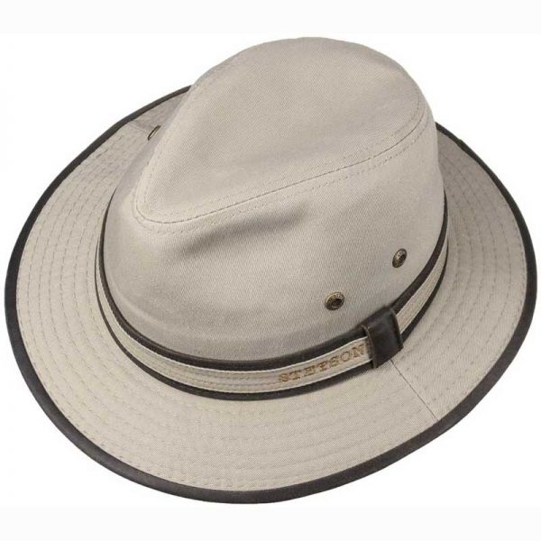 Καπέλο ανδρικό βαμβακερό εκρού Stetson Traveller Cotton, πάνω όψη