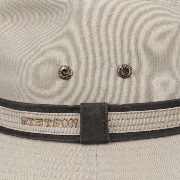 Καπέλο ανδρικό βαμβακερό εκρού Stetson Traveller Cotton, λεπτομέρεια, κορδέλα
