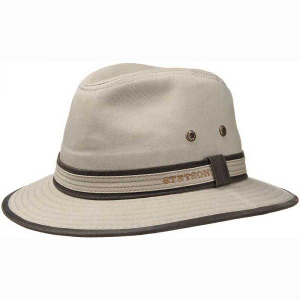 Καπέλο ανδρικό βαμβακερό εκρού Stetson Traveller Cotton