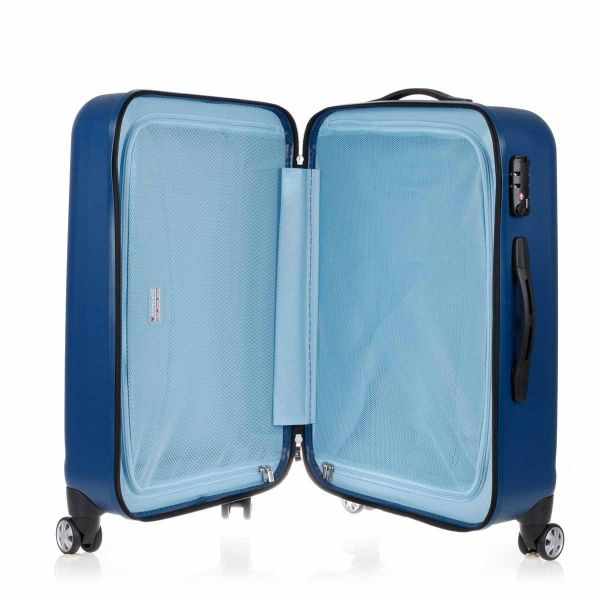 Βαλίτσα σκληρή μπλε με 4 ρόδες μεγάλη Roncato Kinetic Blu Grande, εσωτερικό