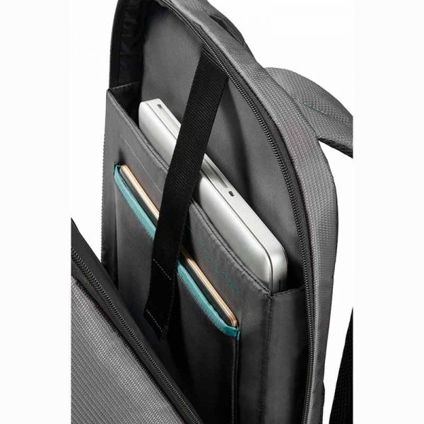 Σακίδιο πλάτης επαγγελματικό Samsonite Qibyte Laptop Backpack 43.9cm/17.3″ Anthracite, εσωτερικό, θέσεις laptop και talet