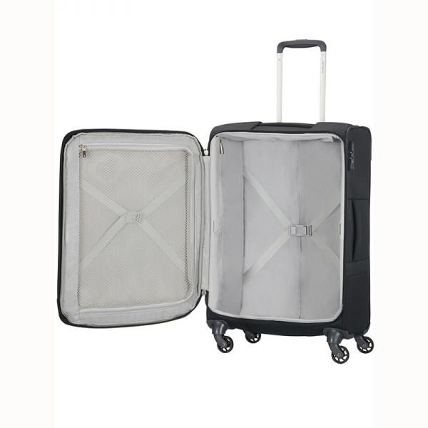 Βαλίτσα μαλακή μαύρη μεσαία με 4 ρόδες Samsonite Base Boost Spinner Expandable 66cm Black, εσωτερικό