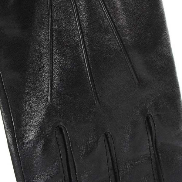 Γάντια ανδρικά δερμάτινα μαύρα Guy Laroche λεπτομέρεια
