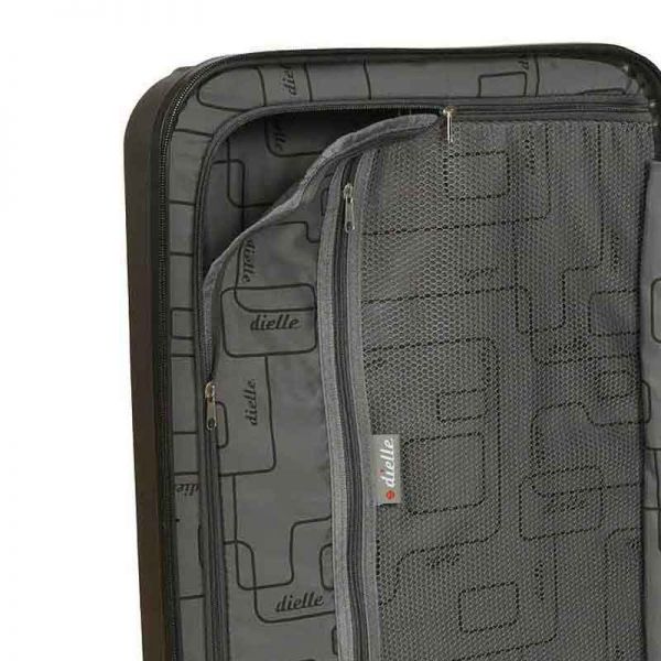 Βαλίτσα σκληρή μικρή γκρι με 4 ρόδες επεκτάσιμη  Dielle 110S, λεπτομέρεια, εσωτερικό, αριστερό τμήμα