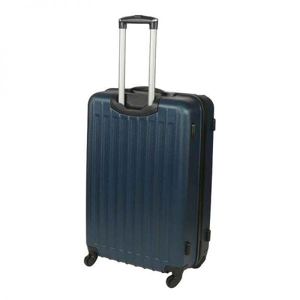 Βαλίτσα σκληρή μεγάλη μπλε με 4 ρόδες Dielle 110, πίσω όψη