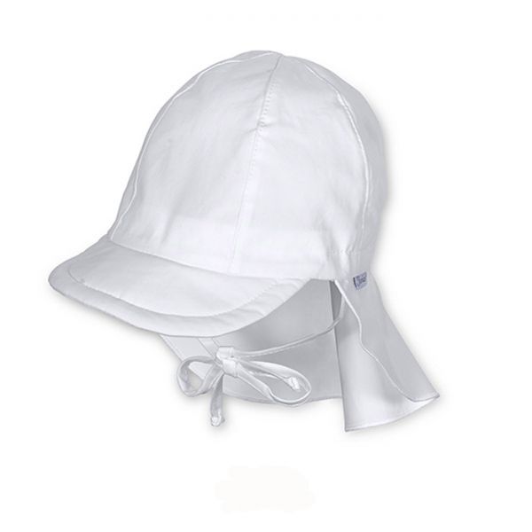 Καπέλο τζόκεϊ καλοκαιρινό λευκό βαμβακερό με μπαντάνα και αντηλιακή προστασία Sterntaler