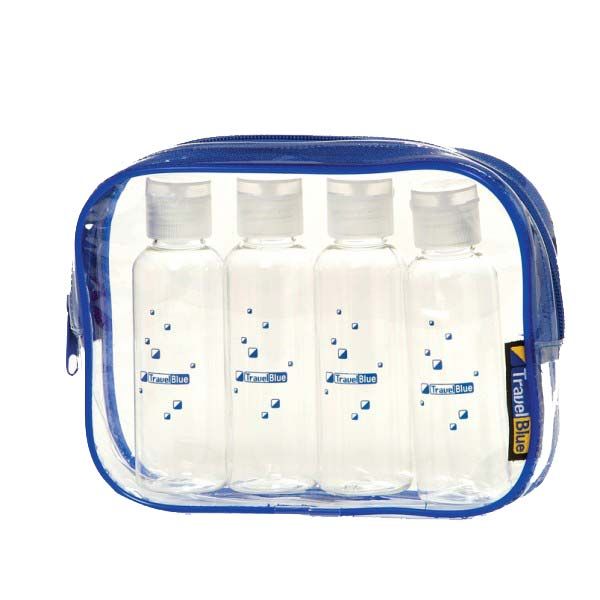 Νεσεσέρ διάφανο με δοχεία μεταφοράς υγρών Travel Blue Liquids Organiser