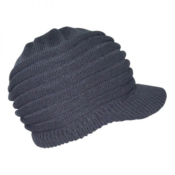 Knitted Beanie With Visor