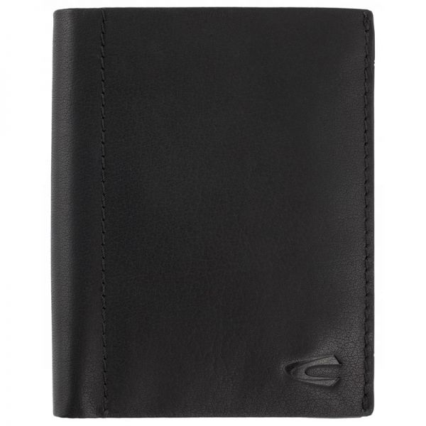 Leather Vertical Wallet Camel Active Niagara Black