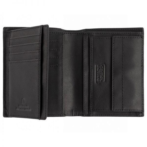 Leather Vertical Wallet Camel Active Niagara Black