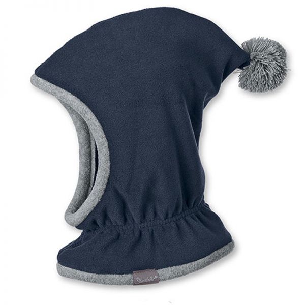 Καπέλο μπαλακλάβα παιδική σκούρο μπλε φλις  με πομ - πον Sterntaler